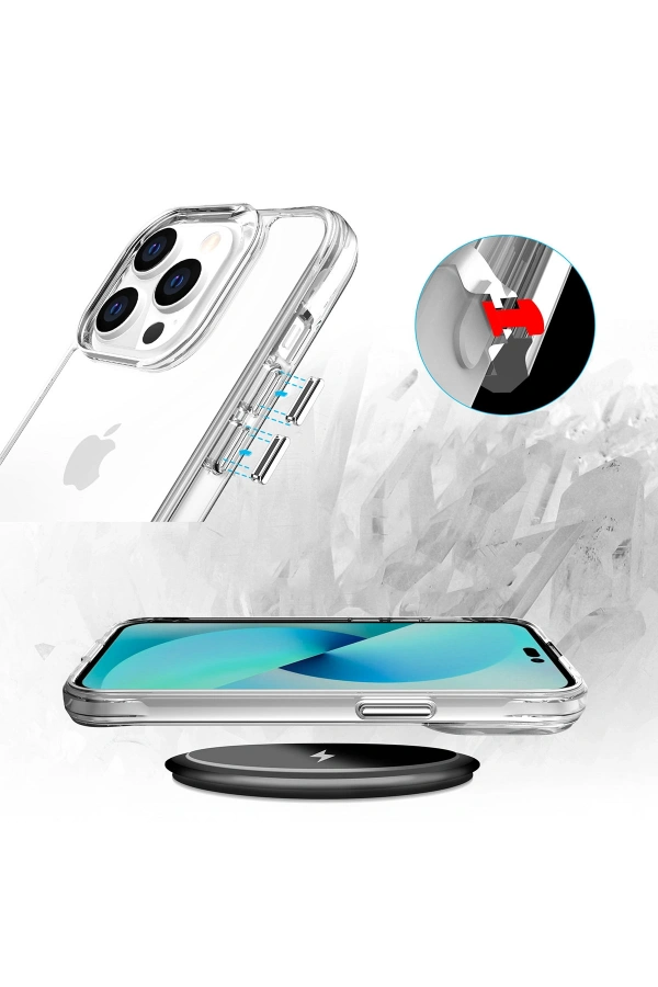 Apple iPhone 14 Pro Max Kılıf Zore Şeffaf Ultra İnce Airbag Tasarımlı Okka Kapak