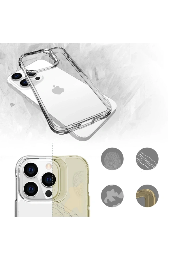 Apple iPhone 14 Pro Max Kılıf Zore Şeffaf Ultra İnce Airbag Tasarımlı Okka Kapak