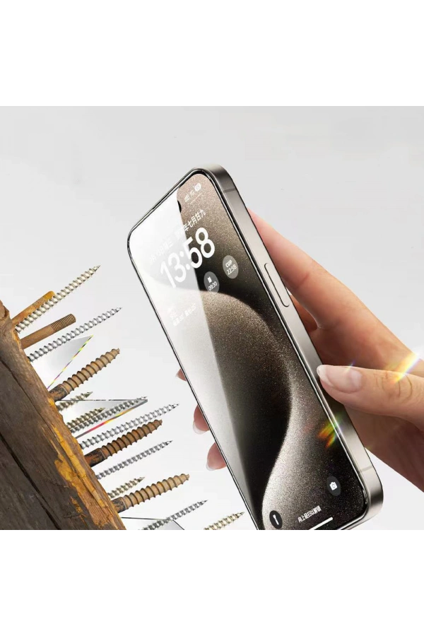 Apple iPhone 14 Pro Max Zore 3D Oliv HD Temperli Cam Ekran Koruyucu + Kolay Uygulama Aparatı