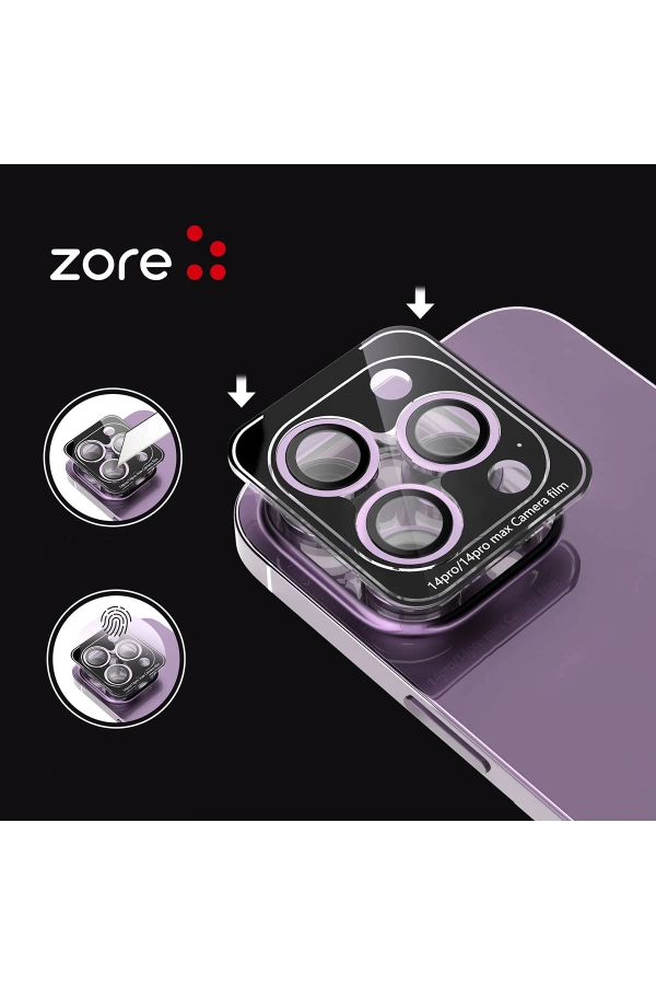 Apple iPhone 14 Pro Max Zore CL-12 Premium Safir Parmak İzi Bırakmayan Anti-Reflective Kamera Lens Koruyucu