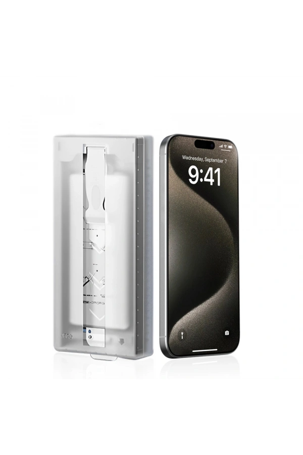 Apple iPhone 14 Zore 3D Oliv HD Temperli Cam Ekran Koruyucu + Kolay Uygulama Aparatı