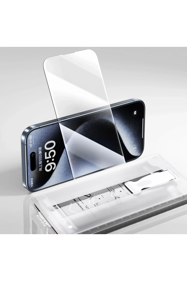 Apple iPhone 14 Zore 3D Oliv HD Temperli Cam Ekran Koruyucu + Kolay Uygulama Aparatı
