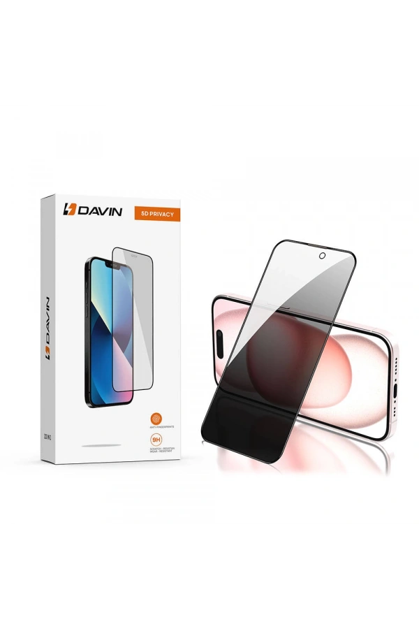 Apple iPhone 15 Davin 5D Privacy Cam Ekran Koruyucu