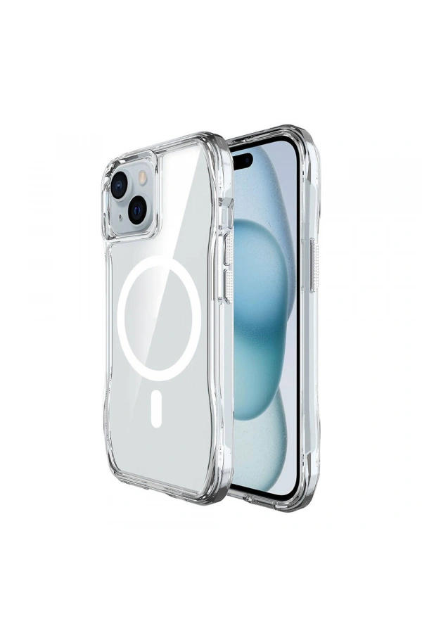Apple iPhone 15 Kılıf M-safe Şarj Özellikli Airbagli Şeffaf Zore İncek Kapak