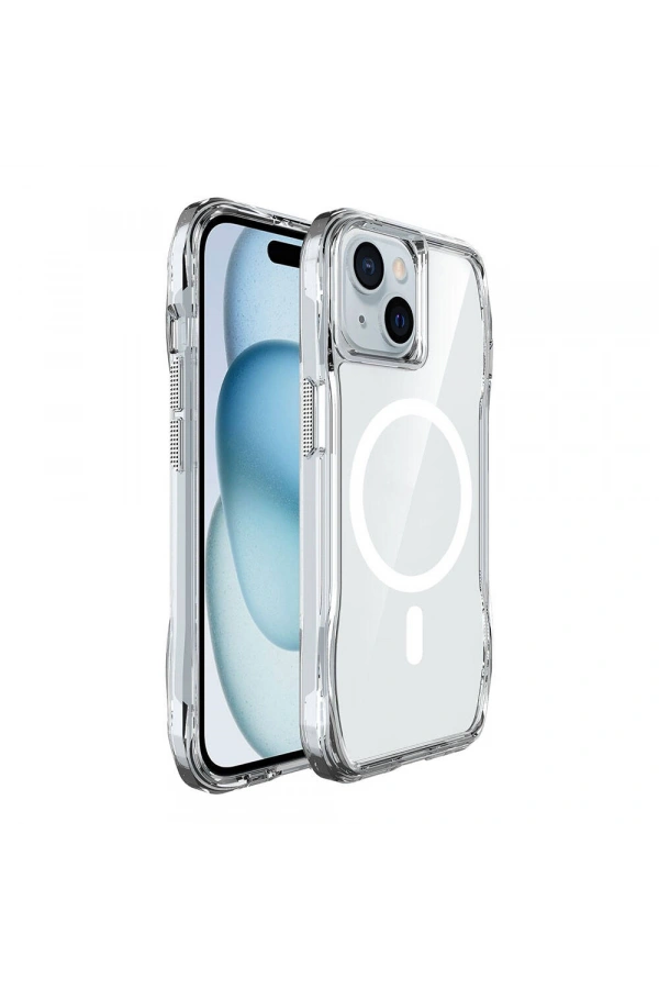 Apple iPhone 15 Kılıf M-safe Şarj Özellikli Airbagli Şeffaf Zore İncek Kapak