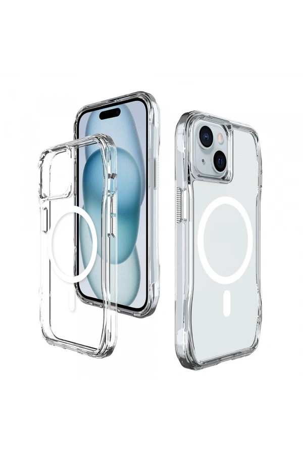 Apple iPhone 15 Kılıf M-safe Şarj Özellikli Airbagli Şeffaf Zore İncek Kapak