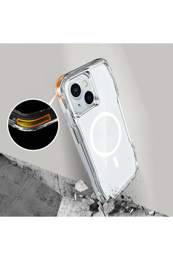 Apple iPhone 15 Kılıf M-safe Şarj Özellikli Airbagli Şeffaf Zore İncek Kapak