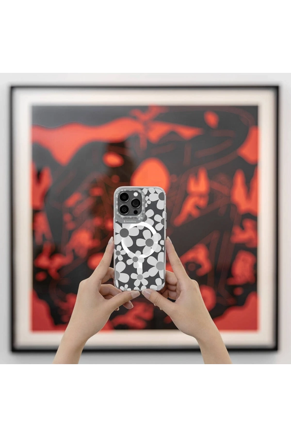 Apple iPhone 15 Kılıf M-safe Şarj Özellikli Çift IMD Baskılı Lisanslı Switcheasy Artist-M Fleur Kapak