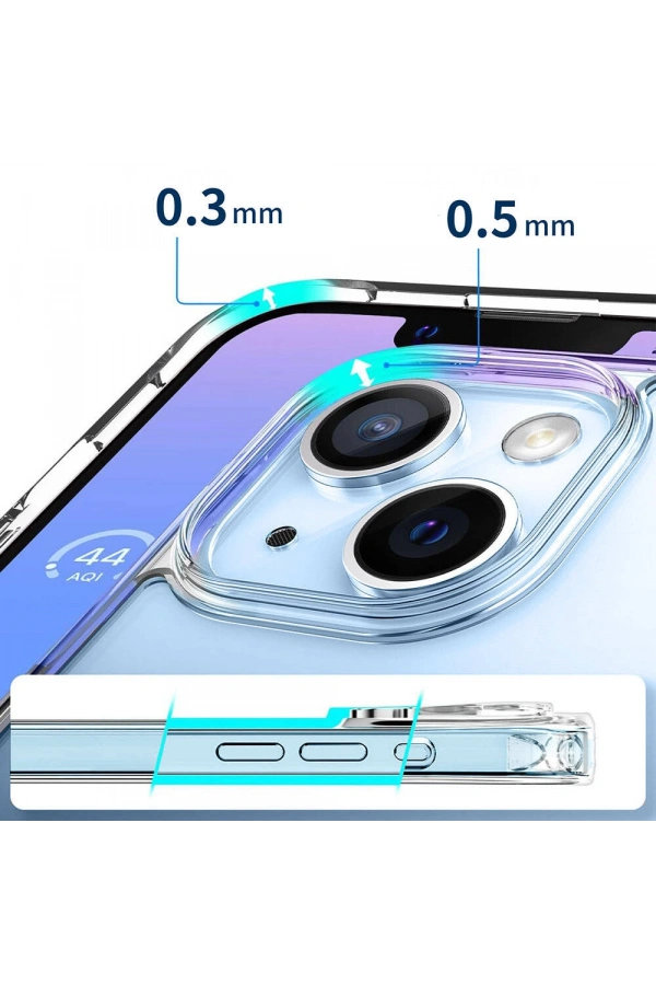 Apple iPhone 15 Kılıf M-safe Şarj Özellikli Şeffaf Sert PC Zore Embos Kapak
