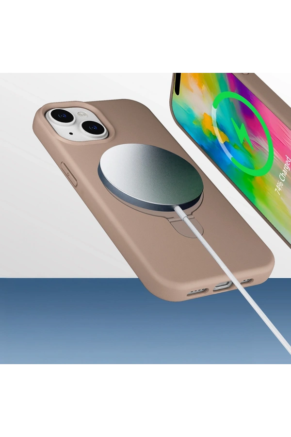 Apple iPhone 15 Kılıf M-safe Şarj Özellikli Standlı Zore Samara Kapak