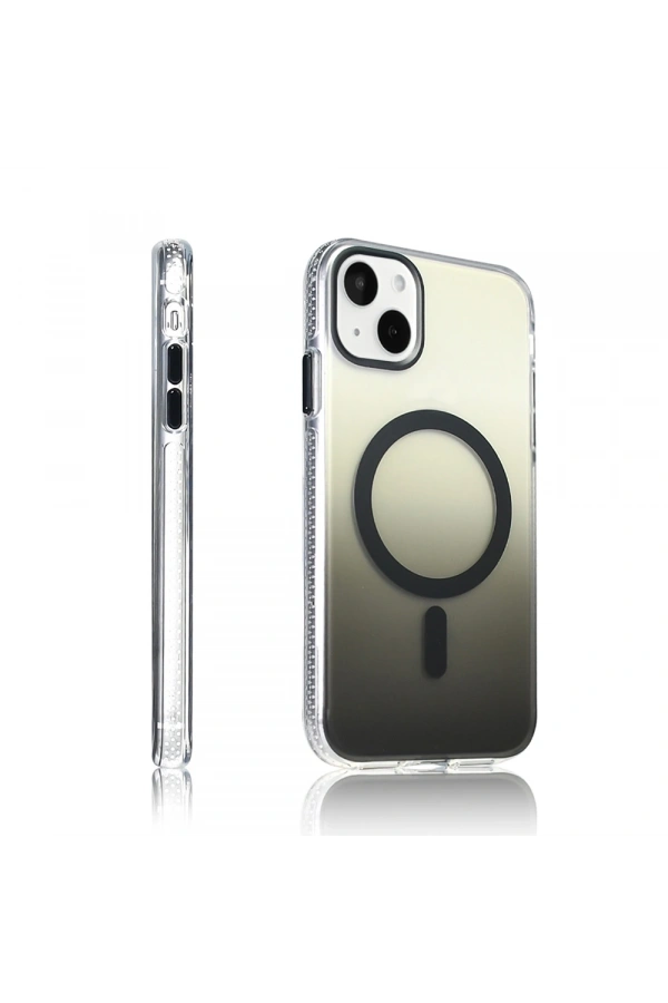 Apple iPhone 15 Kılıf M-safe Şarj Özellikli Transparan Renk Geçişli Zore Toros Kapak