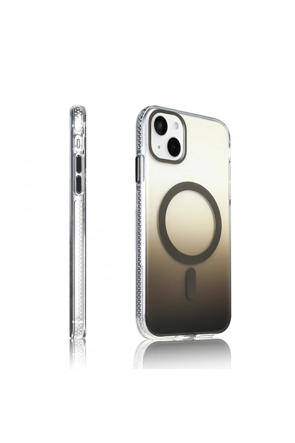 Apple iPhone 15 Kılıf M-safe Şarj Özellikli Transparan Renk Geçişli Zore Toros Kapak
