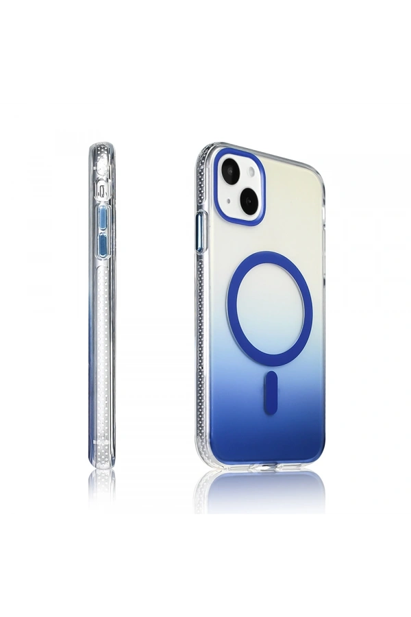 Apple iPhone 15 Kılıf M-safe Şarj Özellikli Transparan Renk Geçişli Zore Toros Kapak