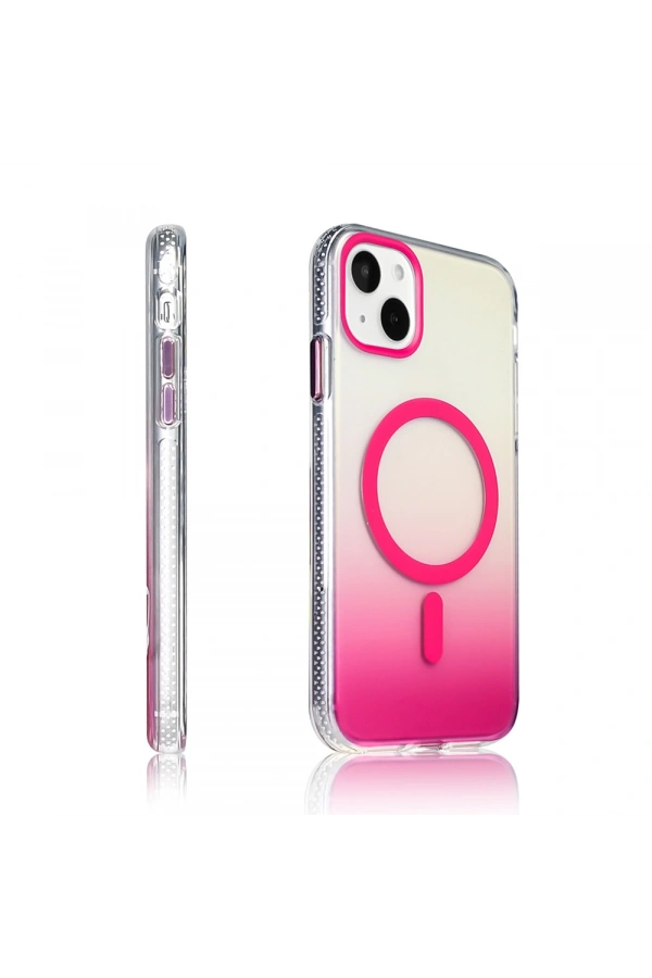 Apple iPhone 15 Kılıf M-safe Şarj Özellikli Transparan Renk Geçişli Zore Toros Kapak