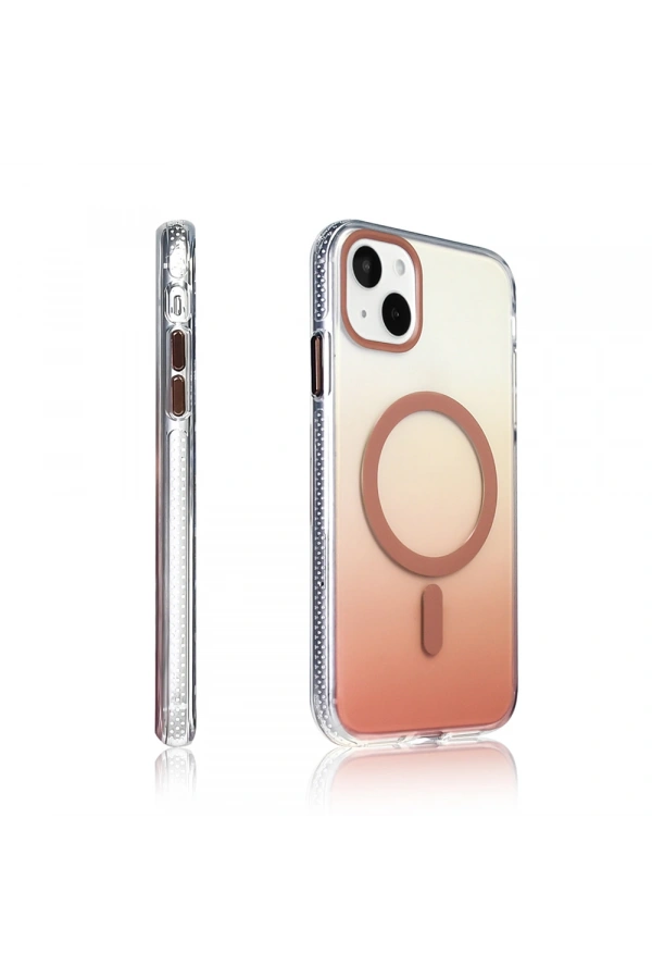 Apple iPhone 15 Kılıf M-safe Şarj Özellikli Transparan Renk Geçişli Zore Toros Kapak