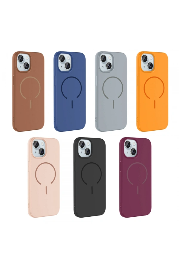 Apple iPhone 15 Kılıf M-safe Şarj Özellikli Zore Meta Kapak