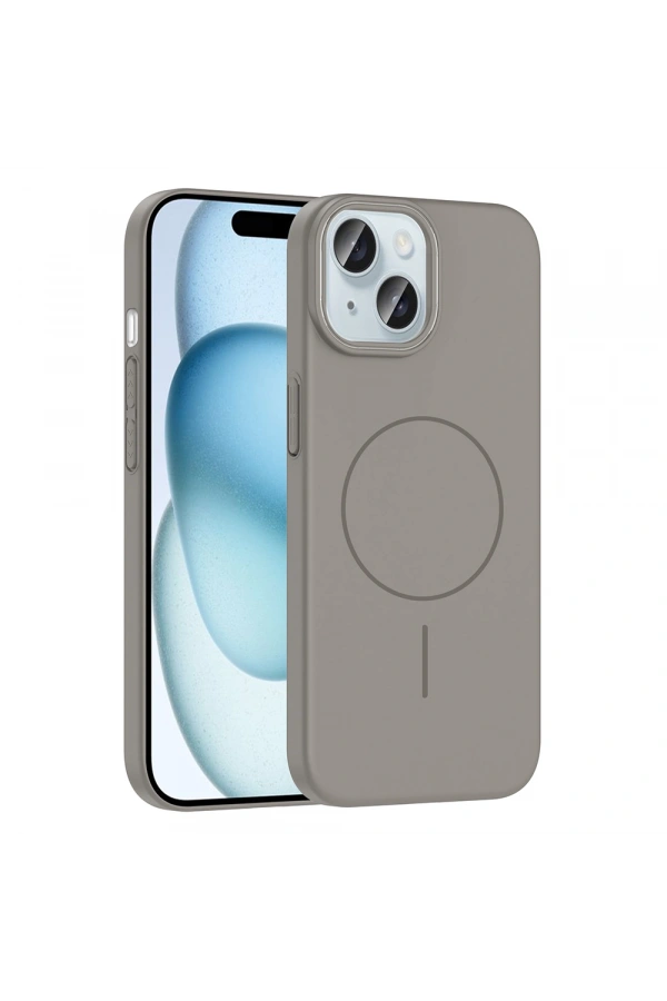 Apple iPhone 15 Kılıf M-safe Şarj Özellikli Zore Ruby Sert Kapak