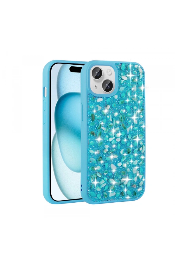 Apple iPhone 15 Kılıf Parlak Taşlı Tasarım Zore Linea Diamond Kapak
