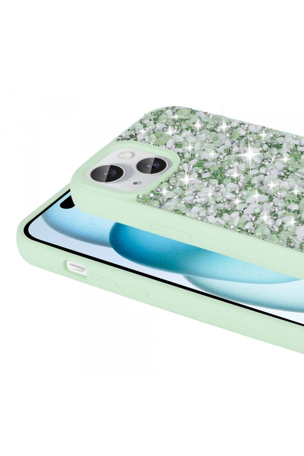 Apple iPhone 15 Kılıf Parlak Taşlı Tasarım Zore Linea Diamond Kapak
