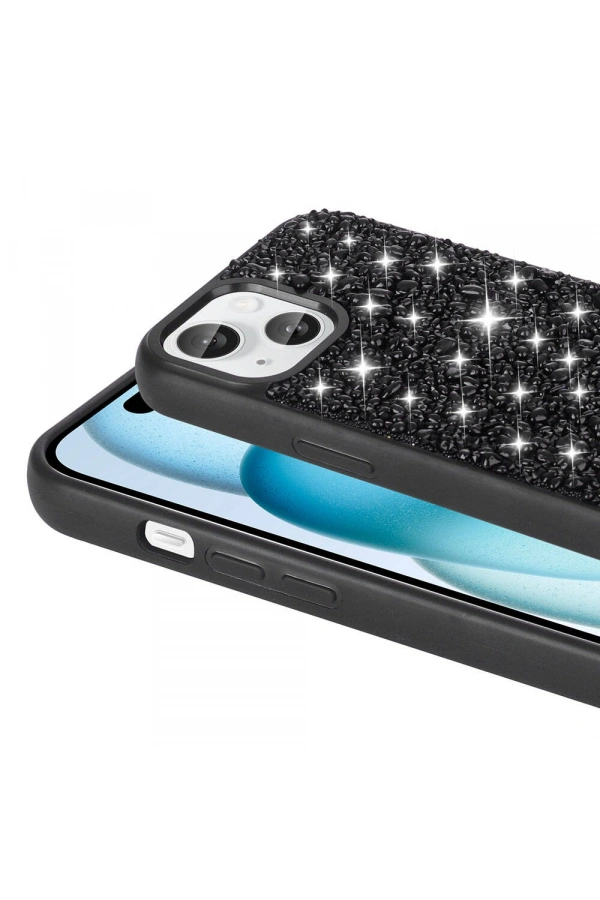 Apple iPhone 15 Kılıf Parlak Taşlı Tasarım Zore Linea Diamond Kapak