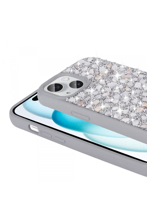 Apple iPhone 15 Kılıf Parlak Taşlı Tasarım Zore Linea Diamond Kapak