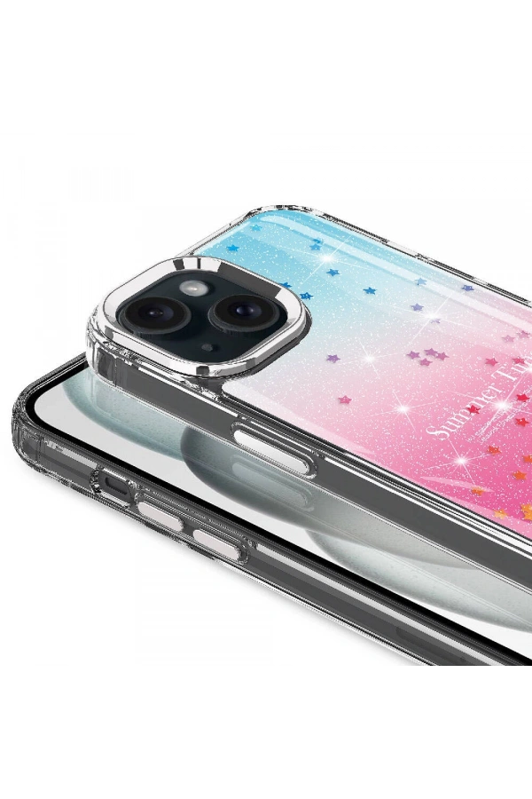 Apple iPhone 15 Kılıf Simli Desenli Parlak Zore Task Kapak