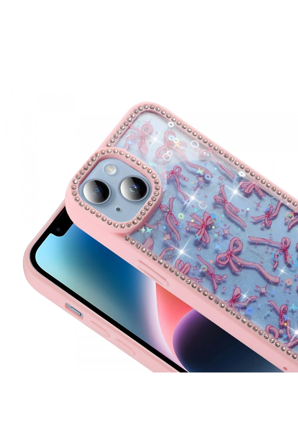 Apple iPhone 15 Kılıf Taşlı ve Simli Tasarım Zore Azra Kapak