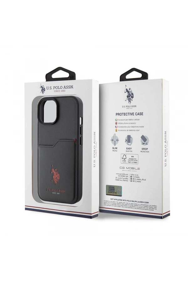 Apple iPhone 15 Kılıf U.S. Polo Assn. Orjinal Lisanslı Baskı Logolu PU Kartlıklı Kapak