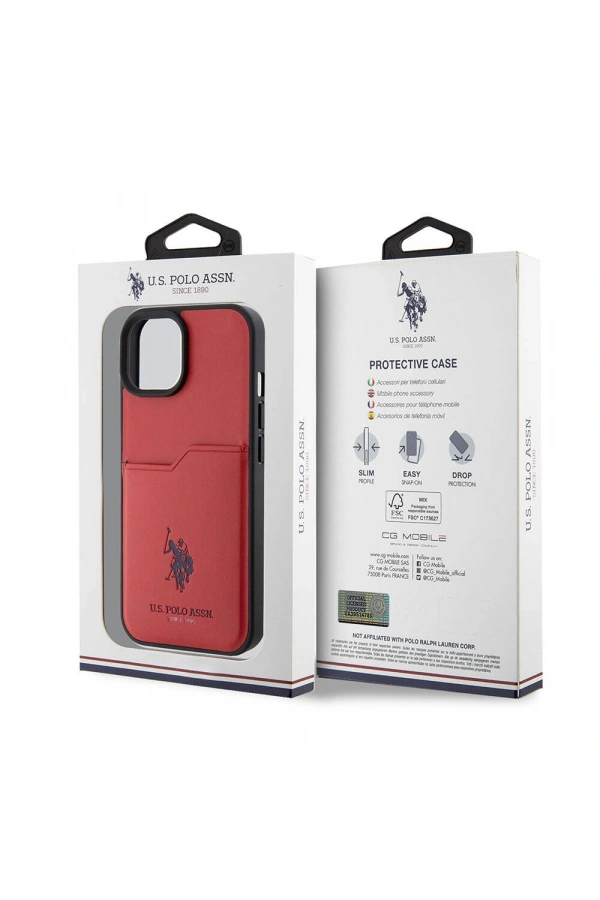 Apple iPhone 15 Kılıf U.S. Polo Assn. Orjinal Lisanslı Baskı Logolu PU Kartlıklı Kapak