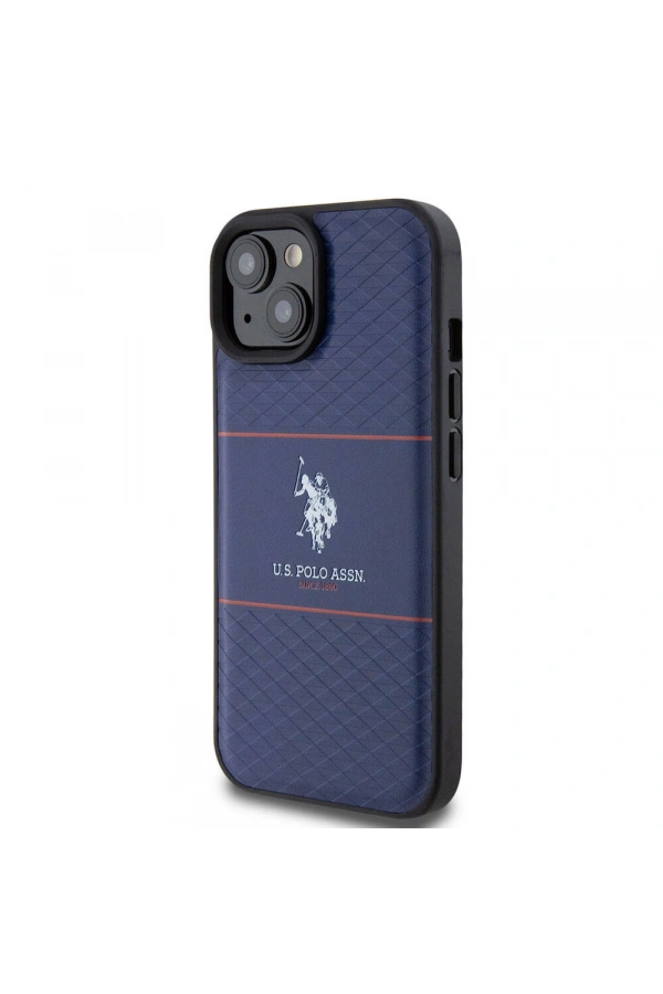 Apple iPhone 15 Kılıf U.S. Polo Assn. Orjinal Lisanslı Deri Şeritli Logo Dizayn Kapak