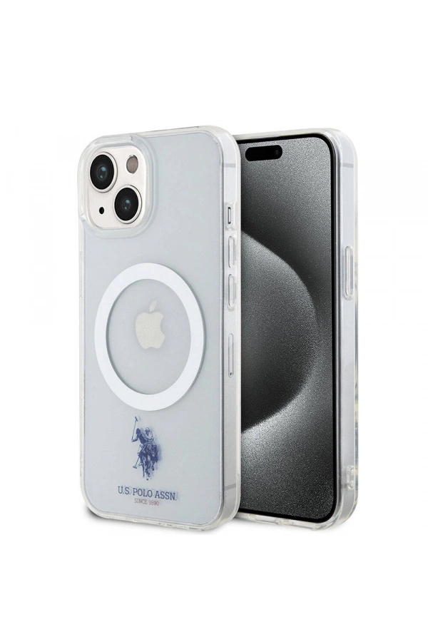 Apple iPhone 15 Kılıf U.S. Polo Assn. Orjinal Lisanslı M-safe Şarj Özellikli Transparan Tasarım Kapak