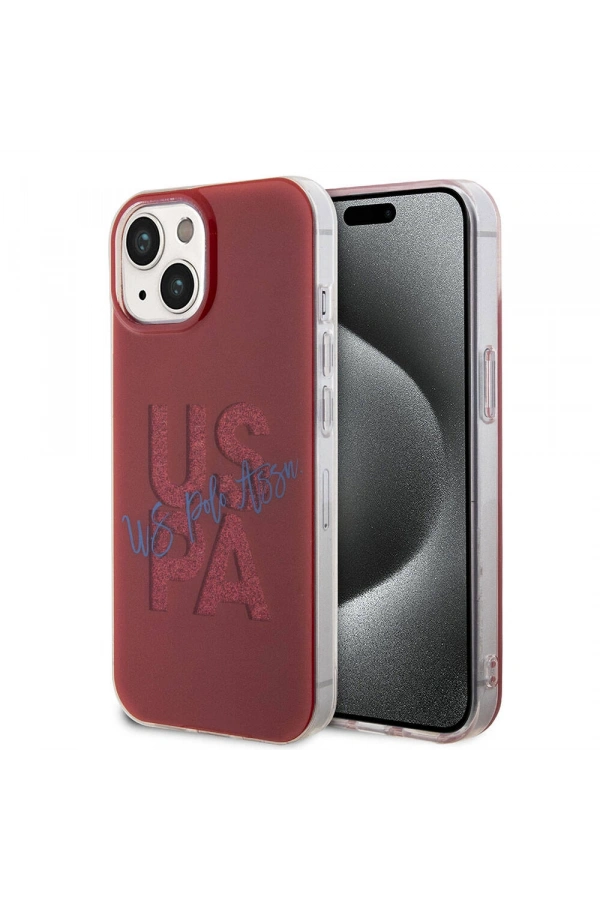 Apple iPhone 15 Kılıf U.S. Polo Assn. Orjinal Lisanslı Simli Parlak Alfabe Tasarım Kapak