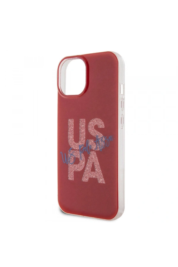 Apple iPhone 15 Kılıf U.S. Polo Assn. Orjinal Lisanslı Simli Parlak Alfabe Tasarım Kapak