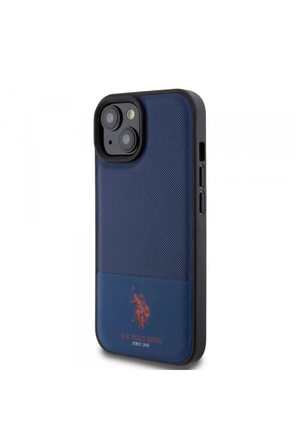 Apple iPhone 15 Kılıf U.S. Polo Assn. Orjinal Lisanslı Suni Deri Arka Yüzey Baskı Logolu Örgü Desenli Kapak