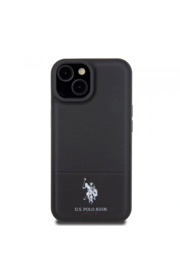 Apple iPhone 15 Kılıf U.S. Polo Assn. Orjinal Lisanslı Suni Deri Arka Yüzey Baskı Logolu Örgü Desenli Kapak
