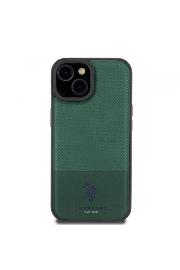 Apple iPhone 15 Kılıf U.S. Polo Assn. Orjinal Lisanslı Suni Deri Arka Yüzey Baskı Logolu Örgü Desenli Kapak