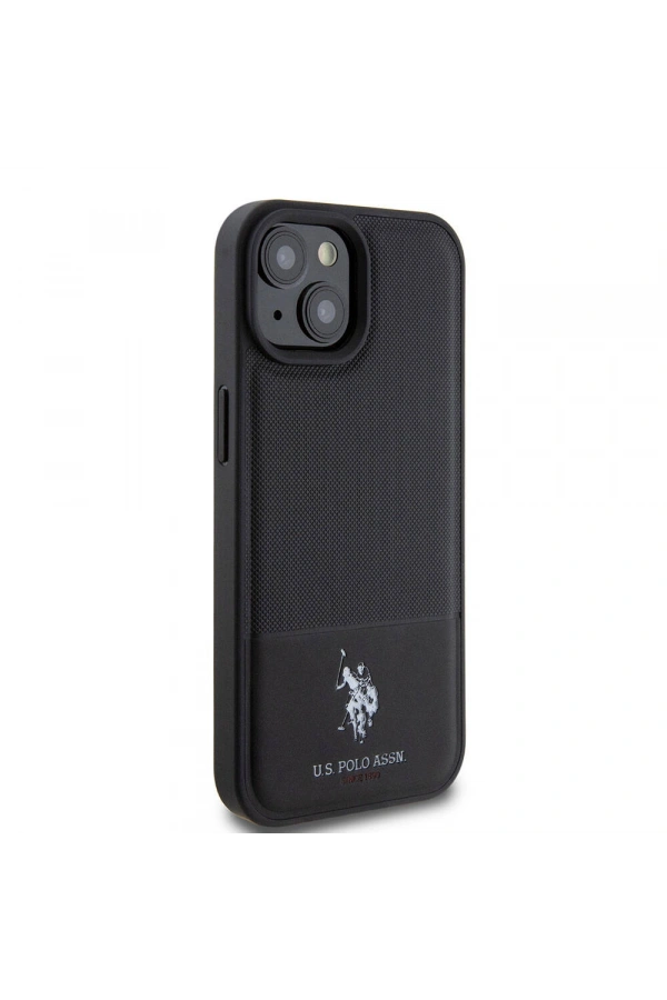 Apple iPhone 15 Kılıf U.S. Polo Assn. Orjinal Lisanslı Suni Deri Arka Yüzey Baskı Logolu Örgü Desenli Kapak