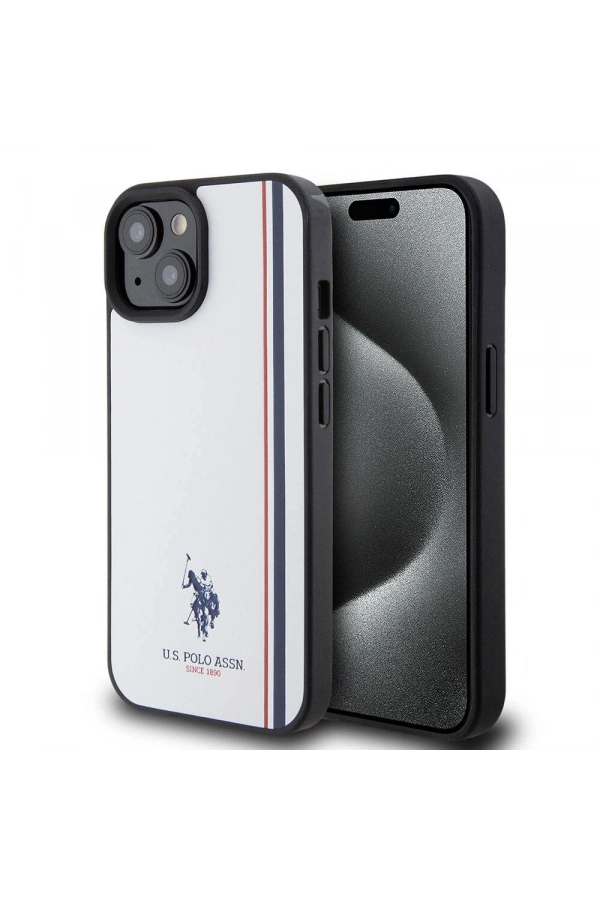 Apple iPhone 15 Kılıf U.S. Polo Assn. Orjinal Lisanslı Üç Renk Şerit Tasarımlı Baskı Logolu Kapak
