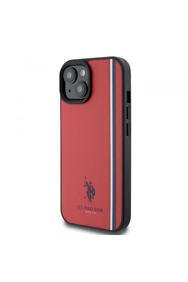 Apple iPhone 15 Kılıf U.S. Polo Assn. Orjinal Lisanslı Üç Renk Şerit Tasarımlı Baskı Logolu Kapak