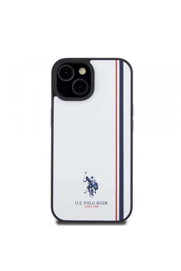 Apple iPhone 15 Kılıf U.S. Polo Assn. Orjinal Lisanslı Üç Renk Şerit Tasarımlı Baskı Logolu Kapak