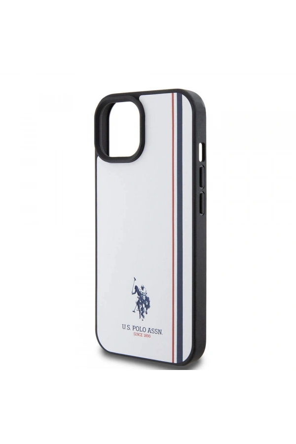 Apple iPhone 15 Kılıf U.S. Polo Assn. Orjinal Lisanslı Üç Renk Şerit Tasarımlı Baskı Logolu Kapak