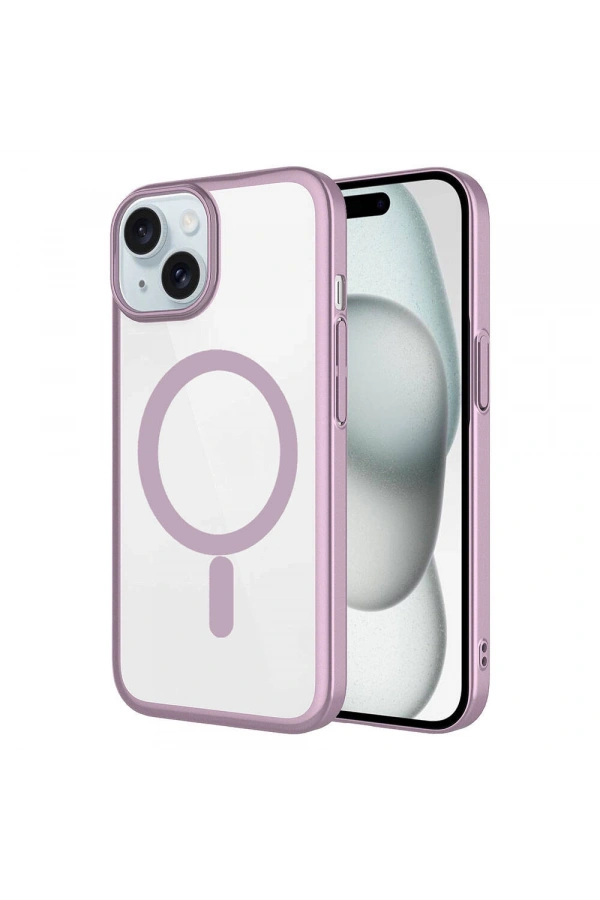 Apple iPhone 15 Kılıf Wireless Şarj Özellikli Sert PC Zore Mat Riksos M-safe Kapak