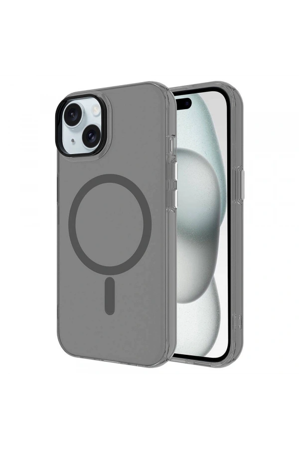 Apple iPhone 15 Kılıf Zore M-safe Şarj Özellikli Buzlu Transparan C-Pro Sert Kapak