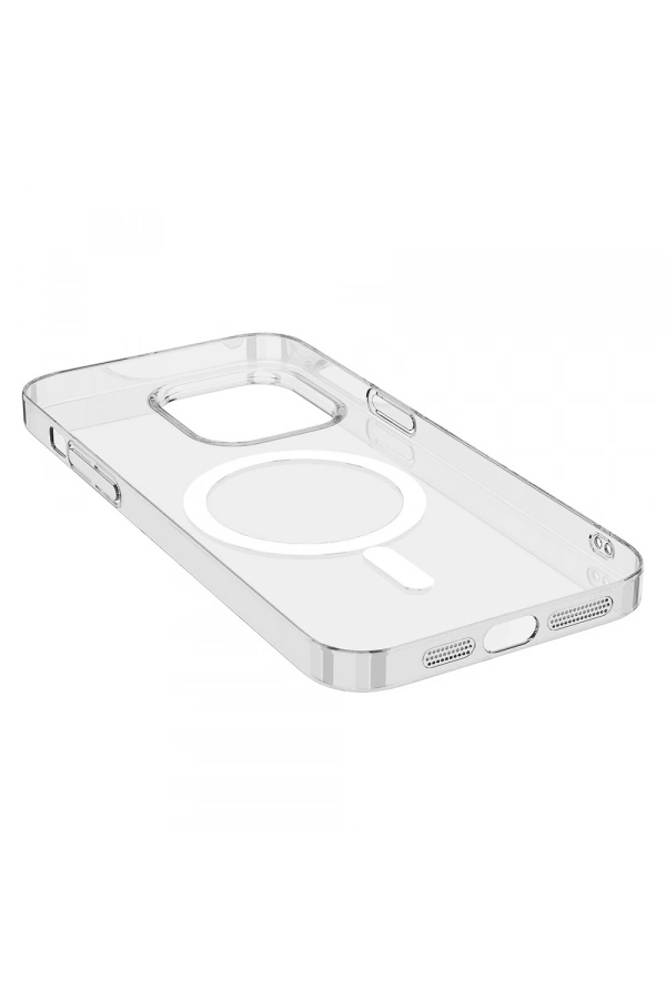 Apple iPhone 15 Kılıf Zore M-safe Şarj Özellikli Şeffaf Tek Kamera Çerçeveli Porto Kapak