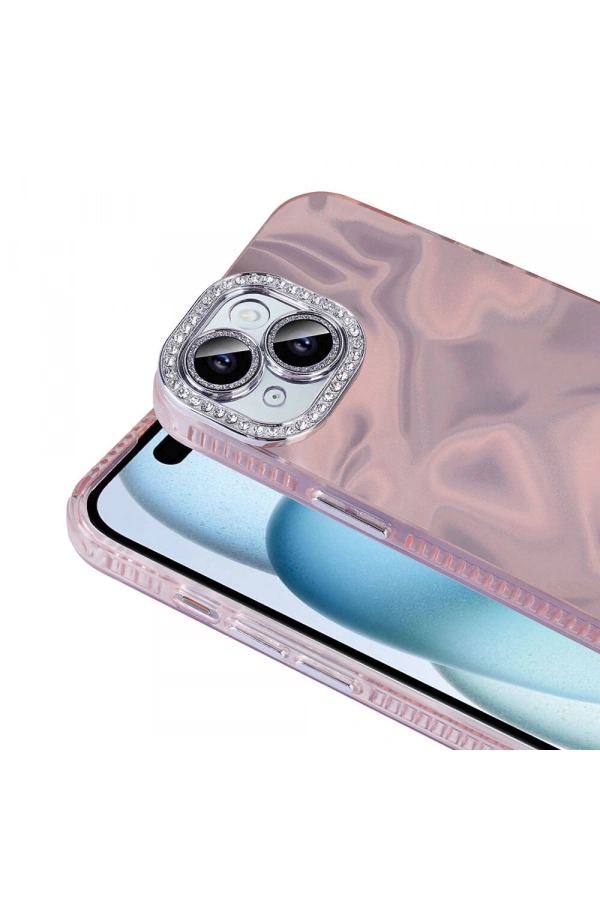Apple iPhone 15 Plus Kılıf Airbagli Parlak Taş Detay Tasarımlı Zore Esila Kapak