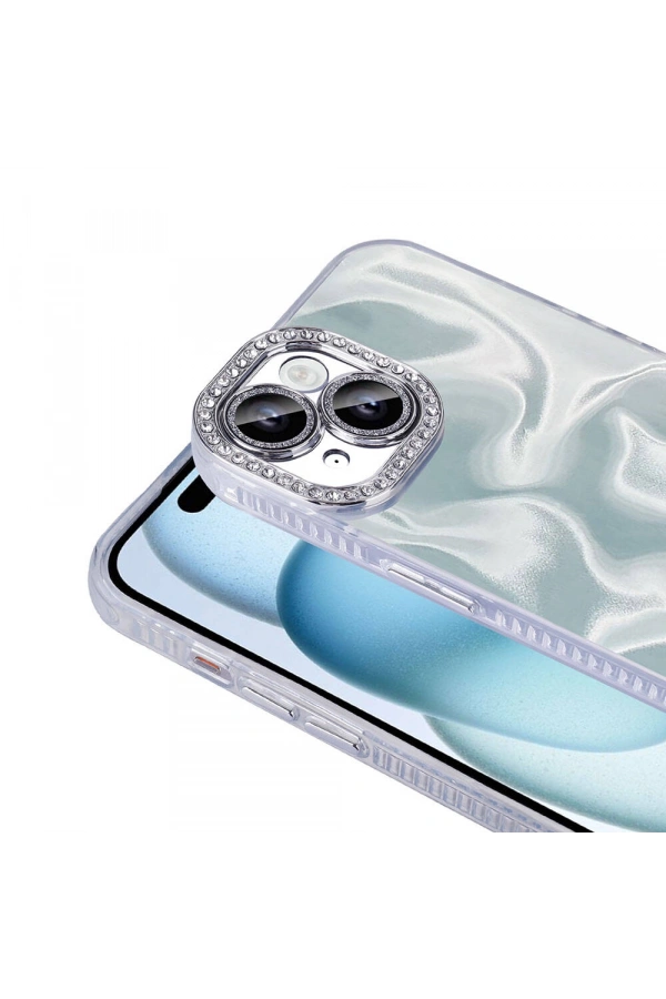Apple iPhone 15 Plus Kılıf Airbagli Parlak Taş Detay Tasarımlı Zore Esila Kapak