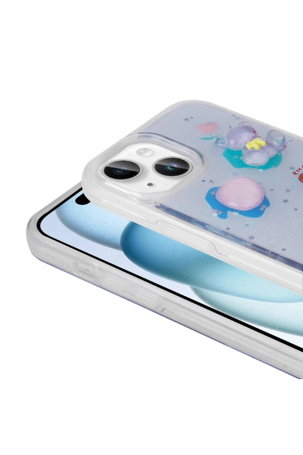 Apple iPhone 15 Plus Kılıf Kabartma Figürlü Parlak Zore Minimini Silikon Kapak