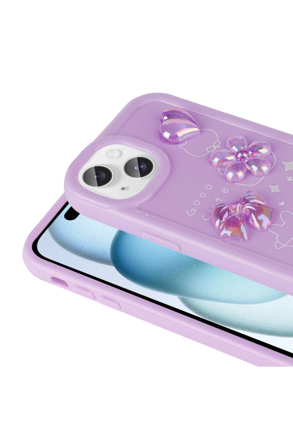 Apple iPhone 15 Plus Kılıf Kabartma Figürlü Parlak Zore Toys Silikon Kapak