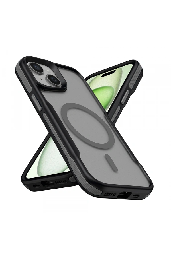 Apple iPhone 15 Plus Kılıf M-safe Şarj Özellikli Renkli Kenar Airbag Şeritli Zore Lamer Kapak