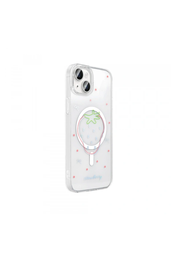 Apple iPhone 15 Plus Kılıf M-Safe Şarj Özellikli Şeffaf Zore Folk Sert Kapak
